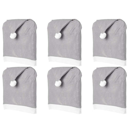 STOBOK 6pcs Christmas Chair Back Covers Santa Claus Hat Dining Chair Slipcovers Christmas Holiday Party Decorations Suppplies
