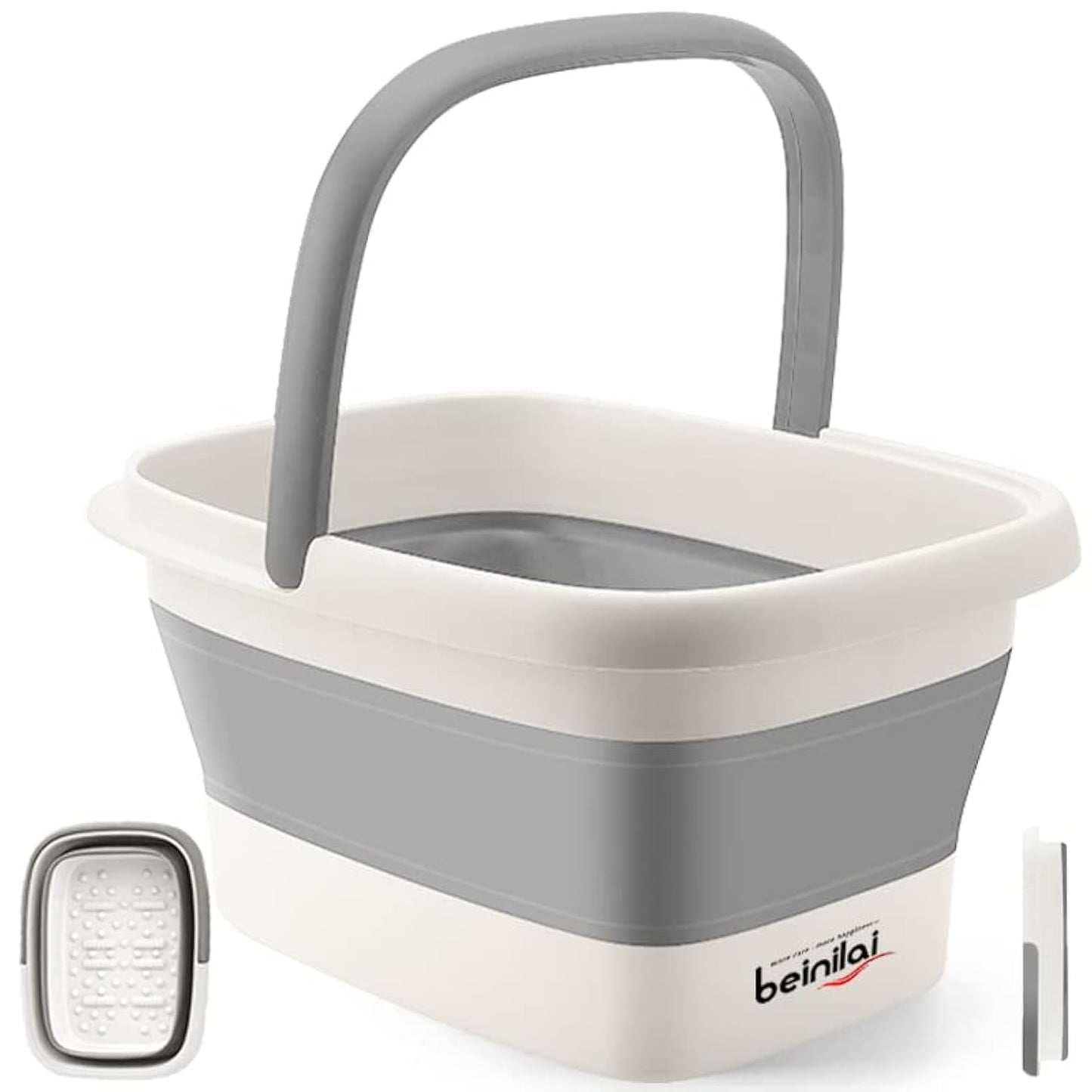 Collapsible Foot Bath Basin for Soaking Feet,Pedicure Foot Spa, Foot Tub with Handles and Massage Acupoint,Multifunction Collapsible feeting Soak Tub-Green