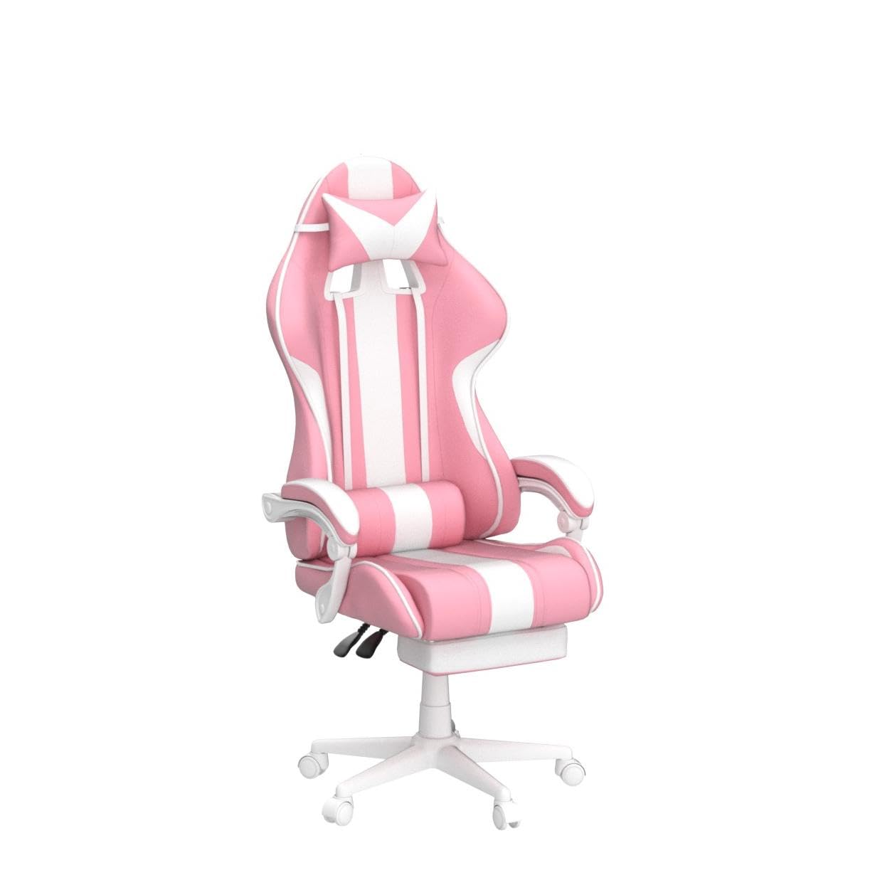 Ferghana Kawaii Pink Gaming Chair with Bunny Ears, Ergonomic Cute Gamer Chair with Footrest and Massage, Racing Reclining Leather Office Computer Game Chair 250lbs for Girls Adults Teens Kids
