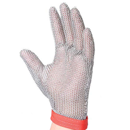 ThreeH Steel Mesh Gloves 304L Chainmail Cutting Gloves for Kitchen,Oyster Shucking,Meat Cutting and Wood Carving GL08 L(One Piece)