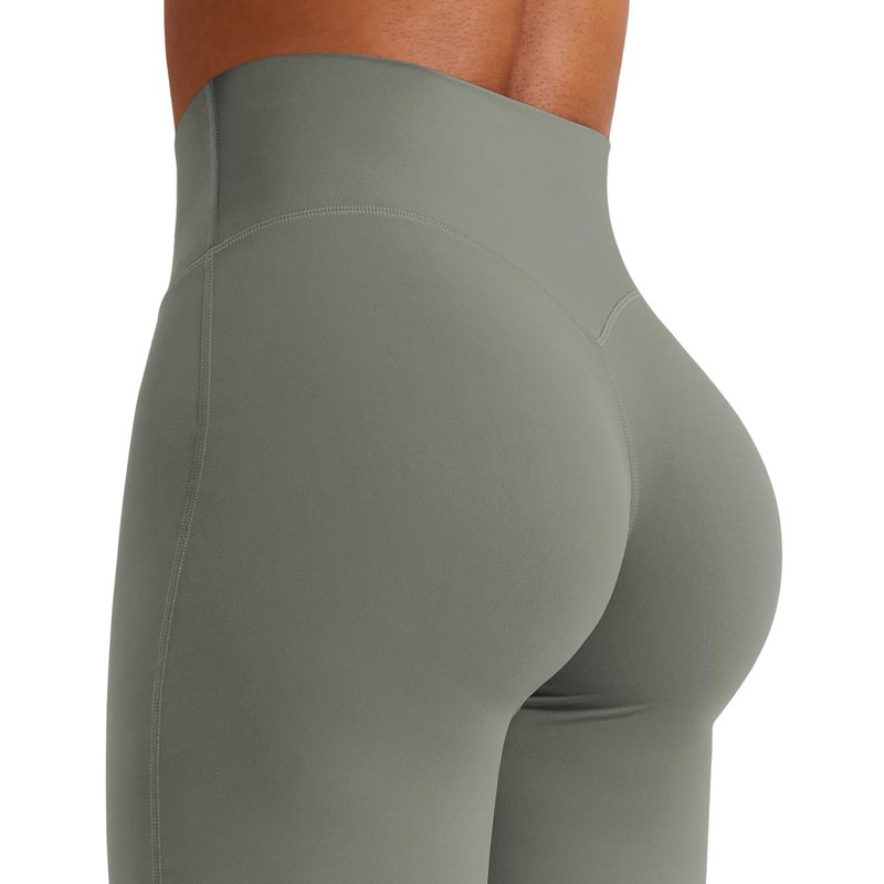 YEOREO Workout Leggings Womens No Front Seam Straight Leggings 31.5" High Waist Buttery Eddiy Gym Yoga Pants Gray Green XL