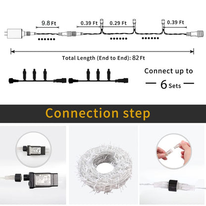 Halloween String Lights Orange - 220 LEDs 25m/82ft 8 Modes Memory Function End-to-End Plug in Outdoor Waterproof Fairy Twinkle Indoor Fall Tree Lights for Autumn/Thanksgiving Day/All Saints' Day/Yard