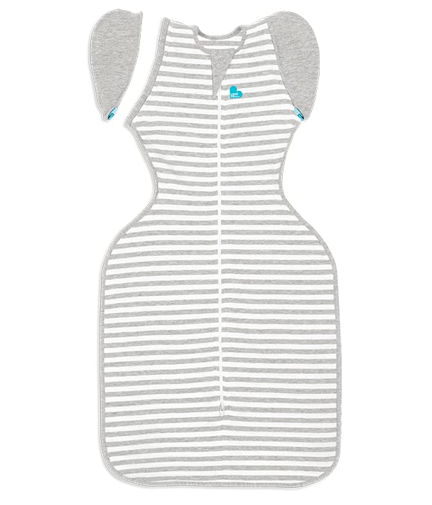 Love To Dream Swaddle Up Transition Bag, Medium 6-8.5 kg, Grey, Snug Fit, Zip-Off Wings, 1.0 Tog Suitable for Moderate Temperature (20-24°C), Machine Washable & Double Zip for Easy Nappy Change