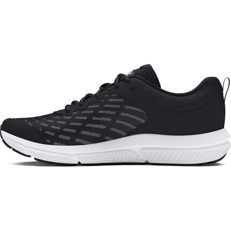 Under Armour Men's Charged Assert 10 Shoes, (001) Black/Black/White, 12