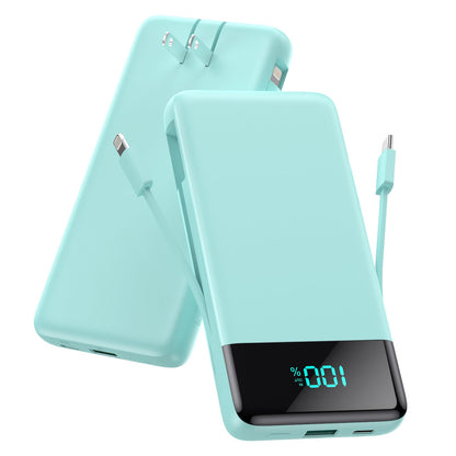 Portable Charger for iPhone with Built in Cables and Wall Plug,Upgraded 13800mAh Fast Charging USB C Power Bank,4 Outputs Travel Essential Battery Pack Compatible with iPhone 15/14/13,Samsung-Purple