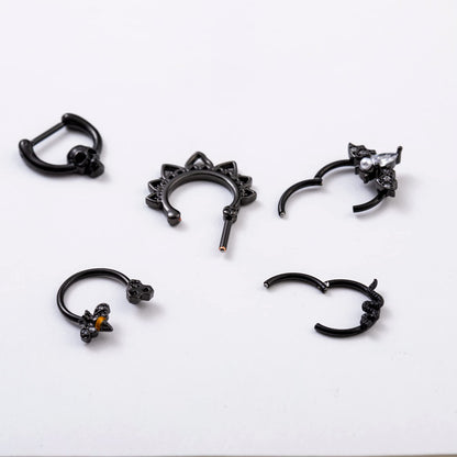 LOREMOW 9 PCS 16G Stainless Steel Horseshoe Septum Rings for Women Cartilage Helix Tragus Earrings Daith Earrings Hoop Snake Bat Gothic Piercing Jewelry B