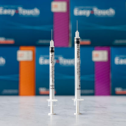 Easy Touch U-100 Insulin Syringe with Needle, 31G 1cc 5/16-Inch (8mm), Box of 100