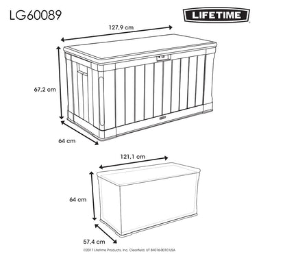 Lifetime 60089 Deck Storage Box, 116 gallon, brown