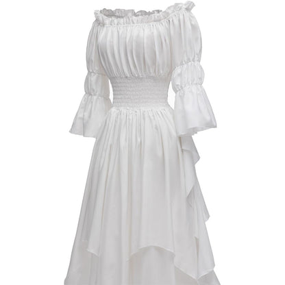 Abaowedding Women's Gothic Witch Dress Medieval Renaissance Costume Victorian Dress White Small/Medium