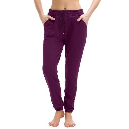 Walifrey Womens Joggers with Pockets, Drawstring Sweatpants Women for Lounging Jogging Gym and Workout Purple,1 Pack Purple M
