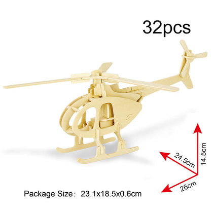 Georgie Porgy 3D Wooden Puzzles DIY Models Kits for Kids Dinosaur Airplane Woodcraft Construction Toy Pack of 6 (Airplanes Cars Yacht)