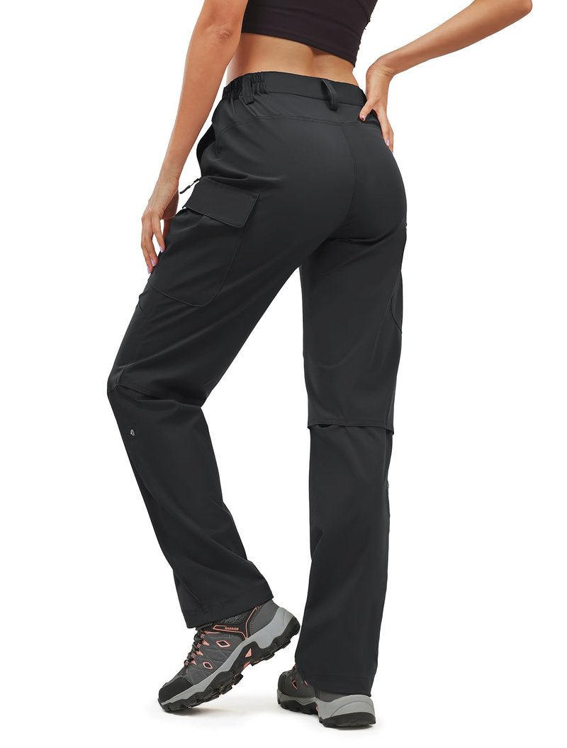 Moosehill Women's-Hiking-Pants-Cargo-Quick-Dry-Stretch-Lightweight Work Outdoor Pants with 5 Deep Pockets(Black, 8, 31in)