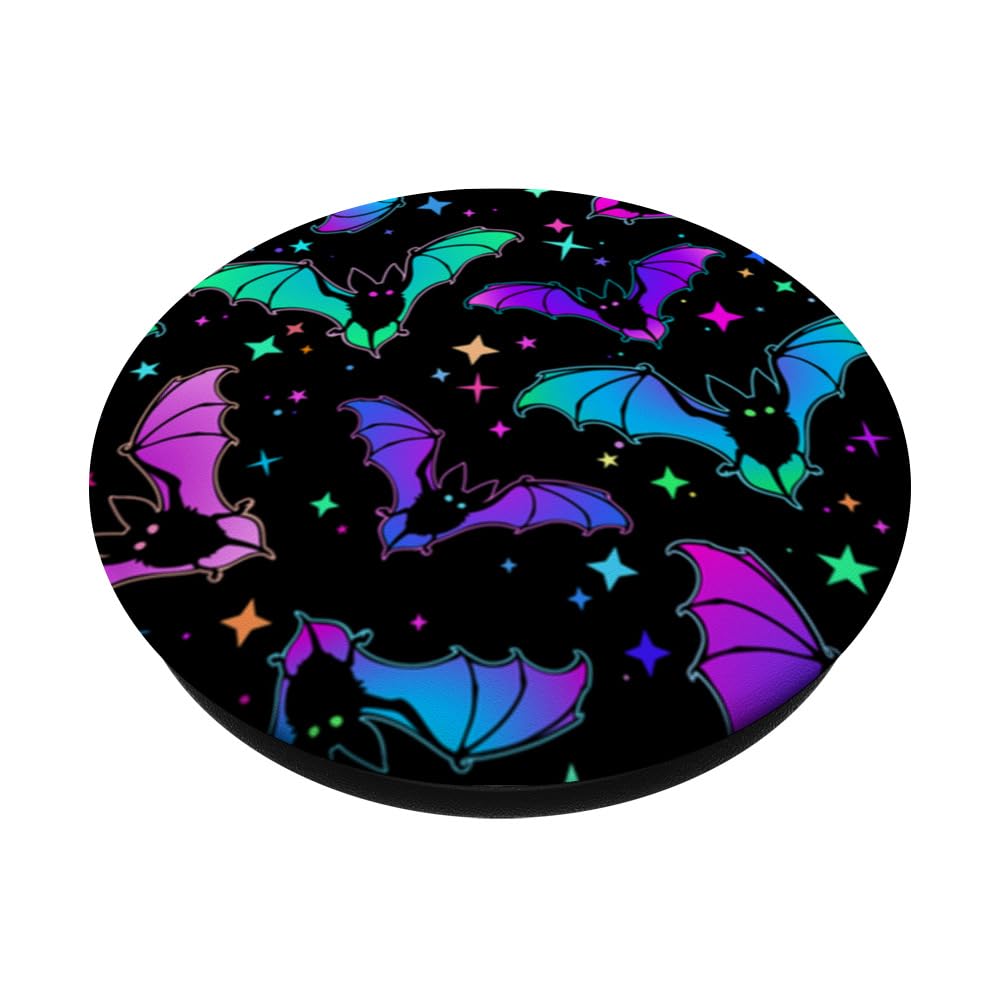 Gothic Bat Halloween Pattern Spooky Bats Lover gift on Black PopSockets Swappable PopGrip