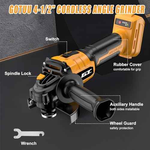 Cordless Angle Grinder Compatible with Dewalt Battery 20V Max, 4-1/2 Inch Power Electric Angle Grinder Tool with Handle, 6 Discs for Grinding, Cutting, Polishing