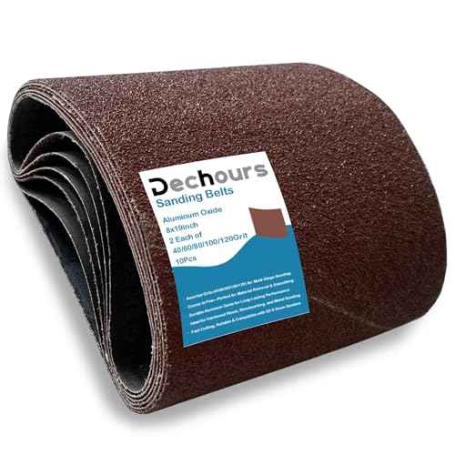 8" x 19" Sanding Belts Assorted Grits 40/60/80/100/120 Sandpaper ? 10 Pack Aluminum Oxide for EZ-8 Drum Sander, Ideal for Commercial and Residential Floor Sanding