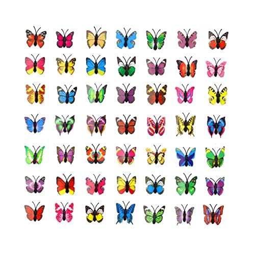 100 Pcs Colorful Butterfly Decals, 3D Butterfly Wall Stickers, Plastic Butterflys Wall Decor for Birthday Party, Wedding, Home Bedroom DIY Crafts Decorations (4.5cm)