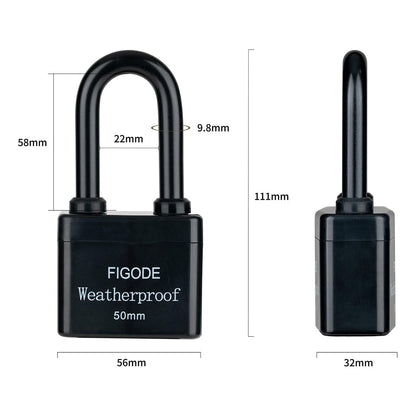 FIGODE® Outdoor Waterproof Padlocks, Covered Heavy Duty Laminated Steel Locks, Large Sturdy Locks, 2.2 in. Wide, 3 Locks Same Key, Long Padlocks