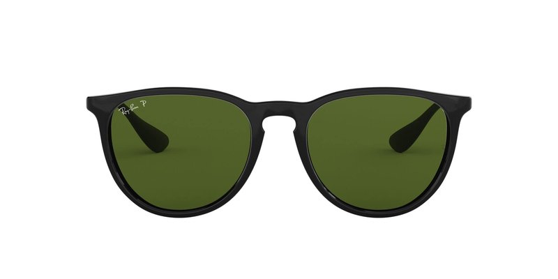 Ray-Ban Unisex RB4171 Erika Round Sunglasses, Black/Polarized Green, 54 mm