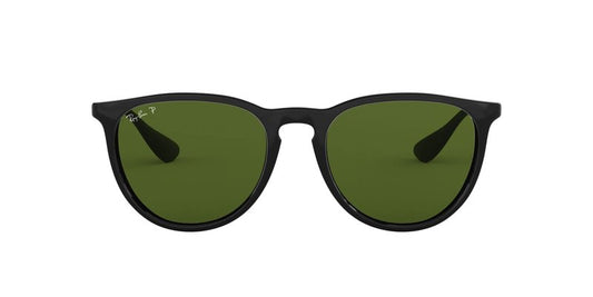 Ray-Ban Unisex RB4171 Erika Round Sunglasses, Black/Polarized Green, 54 mm