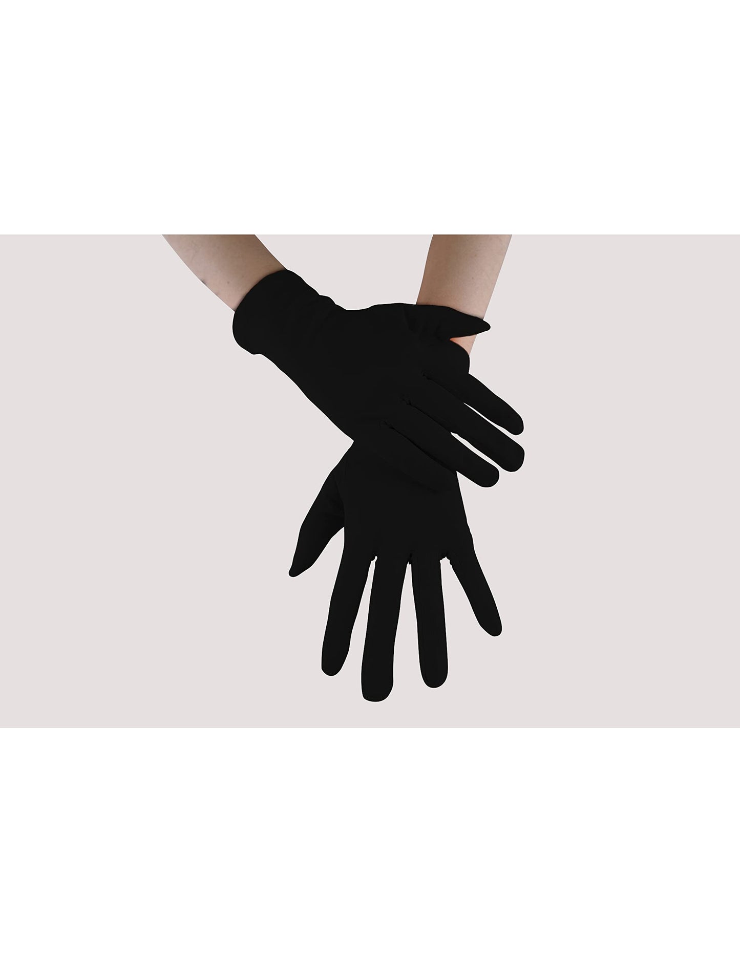 Seeksmile Adult Spandex Gloves Wrist Length Halloween Cosplay Costume Glove (Free Size, Black)