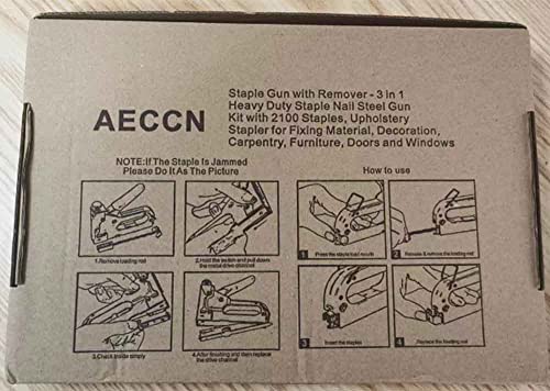 AECCN Staple Gun with 2100 Staples - 3 in 1 Heavy Duty staple Gun Kit with Remover, Durable Stainless Steel Upholstery Stapler for Fixing Material, Decoration DIY, Carpentry, Furniture