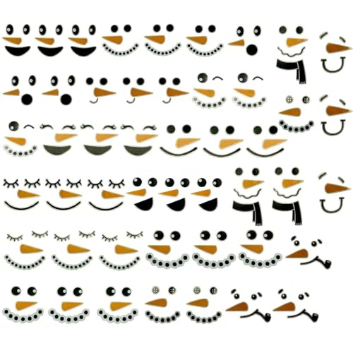 Maydahui 48 Pieces Snowman Face Wall Stickers Cute Christmas Snow Man Wall Decals 11 Inches Refrigerator Stickers Window Cling Decal Xmas Decorations