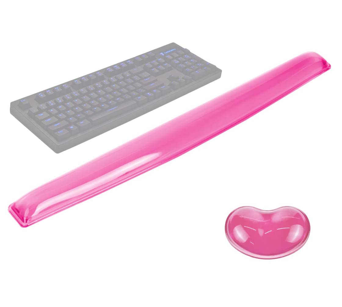 ABRONDA Gel Keyboard & Mouse Wrist Rest Set - Keyboard Wrist Rest Pad & Mouse Support for Office Gaming Pad Computer Laptop Ergonomic Comfortable Pain Relief-Pink Pad Set