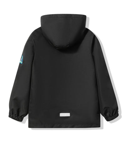 YoungSoul Boys Girls Waterproof Jackets Kids Lightweight Fleece Lined Raincoat School Coats with Detachable Hood Black 10-11 Years