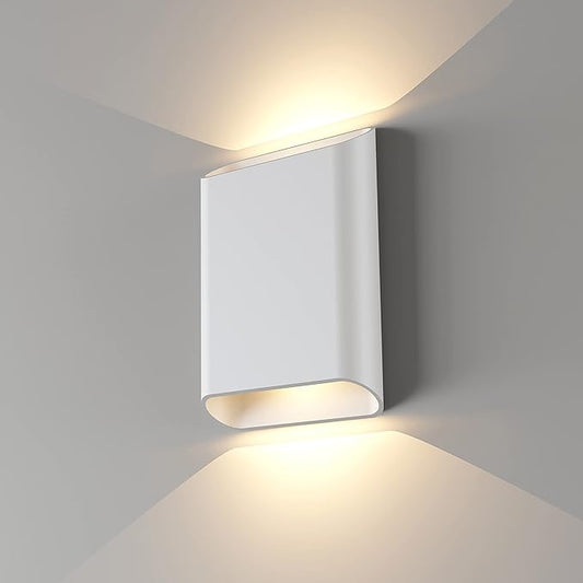 LED Wall Lights Outdoor Wall Sconces Dimmable 15.5W, IP65 Waterproof Porch Lights Up and Down Modern Wall Lamps, Patio Wall Light Fixture, 3000K 120-277V CRI 90+ (White)