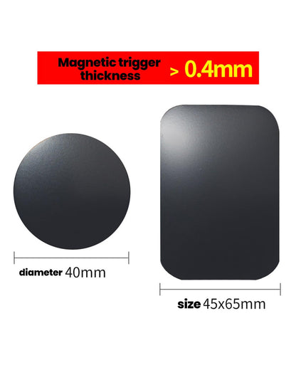 Adhesive Thin Metal Plates for Magnetic Mounts - Compatible with Phone Cases, Car Mounts, and Magnetic Holders (3 Rectangle & 3 Round & 4 Ring, Black)