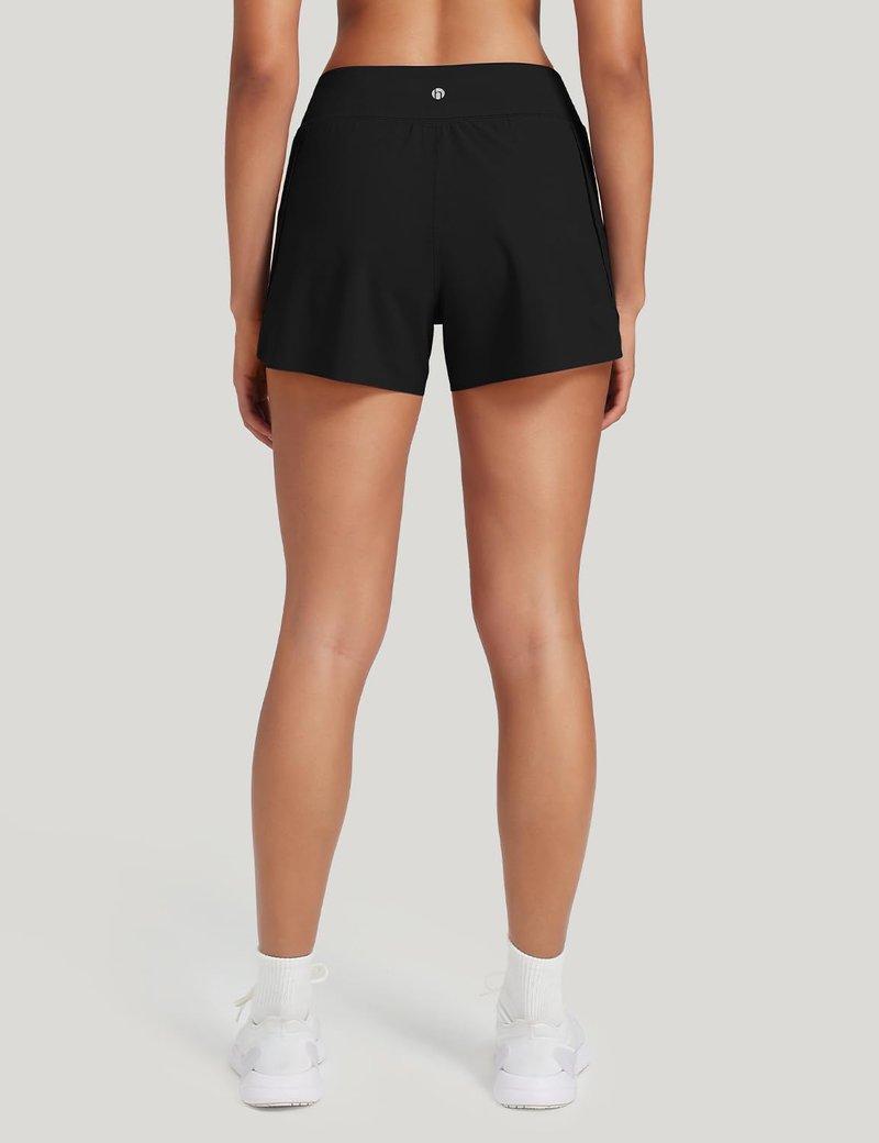 HeyNuts My Pace Athletic Shorts for Women, Upgraded Mid Waisted Running Shorts Workout Gym Shorts with Liner Spandex Shorts 3" Black M(8/10)