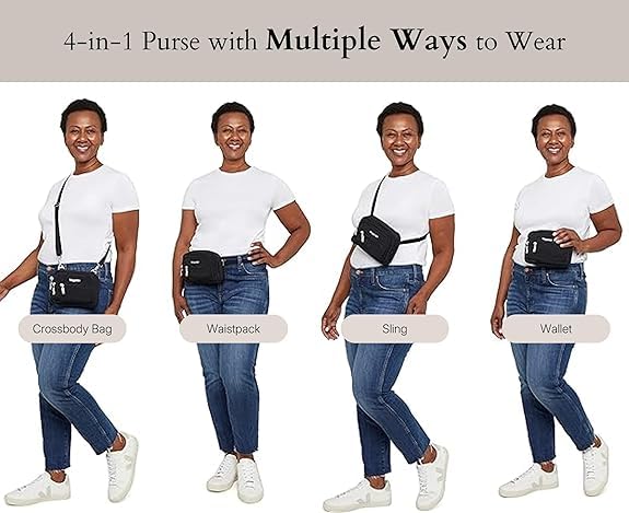 Baggallini Triple Zip Crossbody Bag for Women - Convertible Crossbody Fanny Pack Belt Bag - Lightweight Water-Resistant