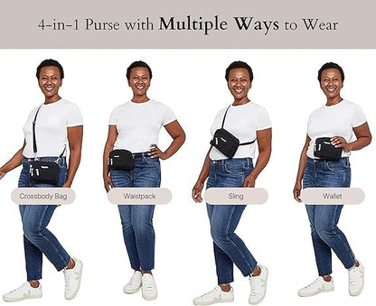 Baggallini Triple Zip Crossbody Bag for Women - Convertible Crossbody Fanny Pack Belt Bag - Lightweight Water-Resistant