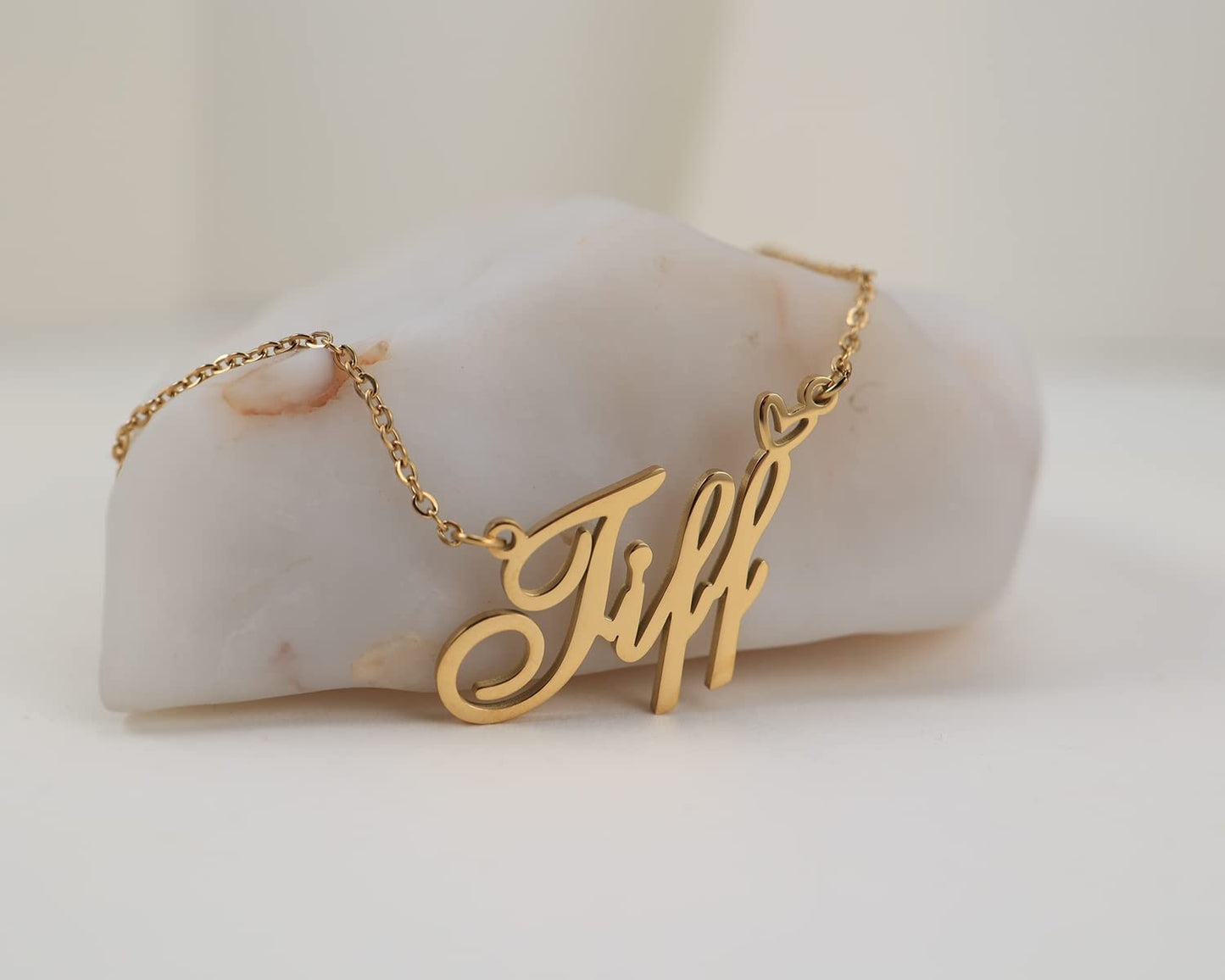 GR859C Personalized Name Necklace for Women Custom Stainless Steel Necklace with Adjustable Chain Gift for Her Wife Mother Day Birthday Christmas