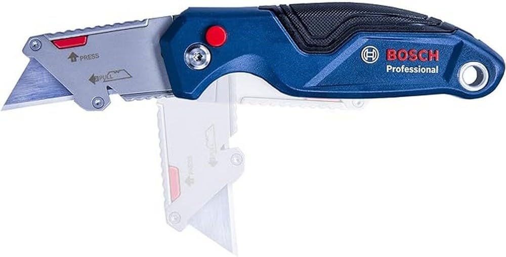 Bosch Professional Universal Folding Knife with Blade Compartment in Metal Handle (incl. Two Replacement Blades, Blister Packaging) – Amazon Exclusive