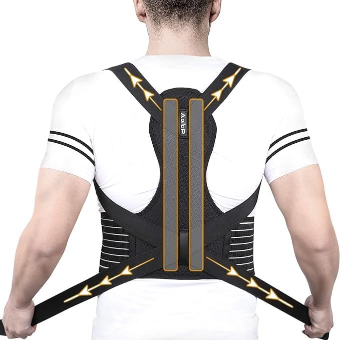 Aollop Posture Corrector for Women and Men - Back Brace Back Support Belt with Breathable, Fully Adjustable Straightener, Improve Lumbar Support Belt Lower Back Pain Relief (L, 31'-52')