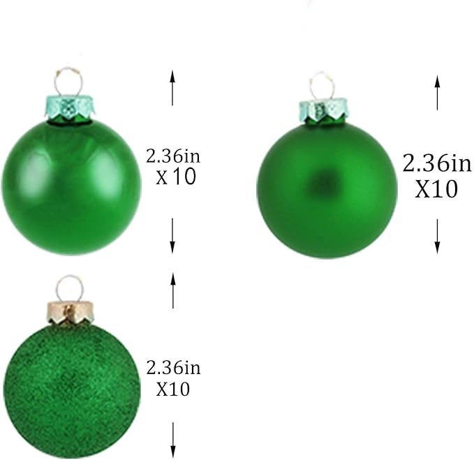 30ct Christmas Day Ball Ornaments Decorations, 2.36" Shatterproof Christmas Tree Decorations, Perfect Hanging Ball for Indoor/Outdoor Holiday Wedding Party Christmas Day Decor (Green)