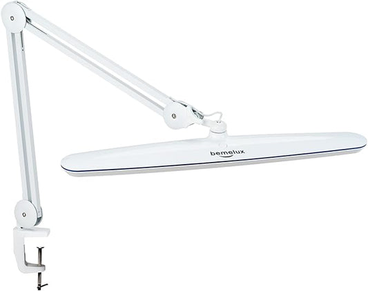 Task Lamp with Clamp, 23 Inch Lamp Head, Bright 182PCS LEDs,5 Color Temperatures, 5 Brightness Levels, Metal Swing Arm 24W 2200 Lumen Dimmable Led Desk Lamp (White, CCT)