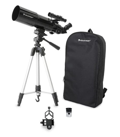 Celestron Travel Scope 80 Portable Refractor Telescope – 80mm Aperture, Fully-Coated Glass Optics – Includes Tripod, Smartphone Adapter, Backpack & Software – Ideal for Beginners & Travel