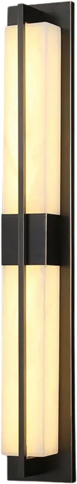 LED Outdoor Wall Lights Fixture Lamps. Modern Elegant Acrylic lampshade with Marble Texture, Aluminum Body. Exterior Black Sconce Wall Lantern IP65 Waterproof Anti Rust. (Modern LED Black 24''H, 12W)
