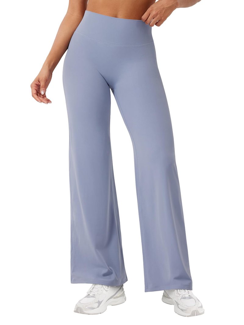 YEOREO Workout Leggings Womens No Front Seam Straight Leggings 29" High Waist Buttery Eddiy Gym Yoga Pants Granite Blue S