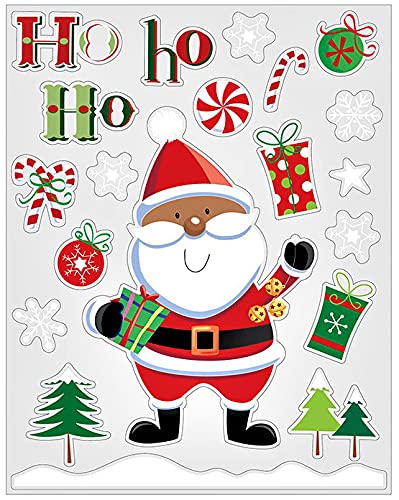 Iconikal Christmas Static Cling Window Decorations, African American Black Santa Claus, 80-Count