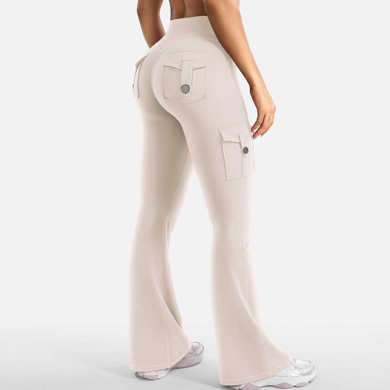 Flare Leggings for Women with Pockets High Waist No Front Seam Yoga Workout Stretchy Gym Casual Booty Lifting
