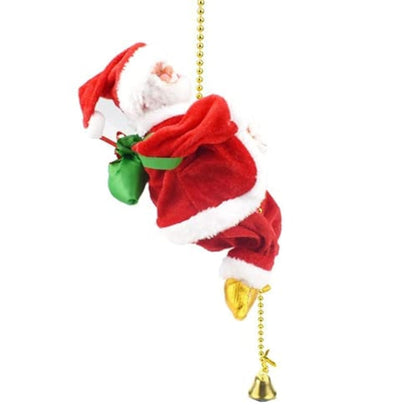 Climbing Santa Claus 9" Christmas Ornament Xmas Decoration Climbs Up and Down Battery Operated Toy with Light Music and Sound Animated Climbing on Beads Musical Moving Figure Xmas Christmas Ornament