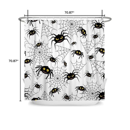 LFEEY Funny Halloween Shower Curtain Kids, Black White Creepy Spider Web Shower Curtain 72X72 Inches Halloween Bathroom Decor Waterproof Polyester Fabric with Hooks