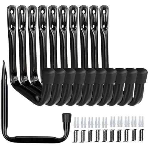 Dreecy J Utility Hooks for Hanging Heavy Duty Garage Storage Utility Hooks, Utility Hook for Garage Wall,Color Black, 10 Pack Medium Size