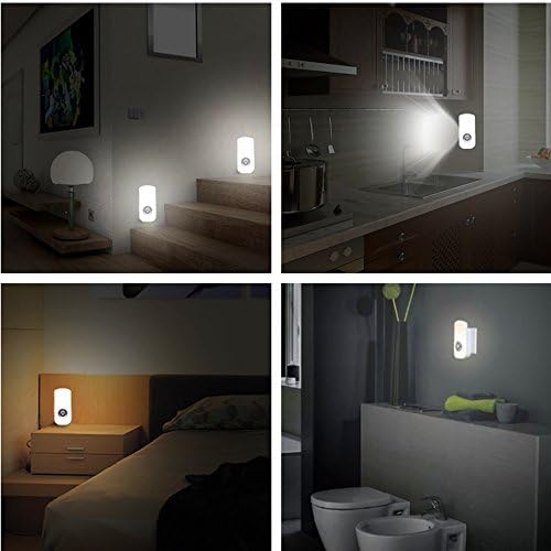 3-in-1 LED Night Light with Motion Sensor & Flashlight, Rechargeable Emergency Light, Auto Sensing Portable Wall Mount - White