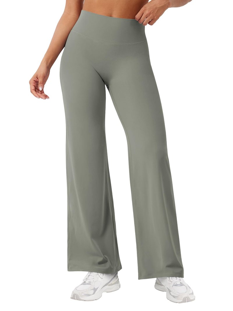 YEOREO Workout Leggings Womens No Front Seam Straight Leggings 29" High Waist Buttery Eddiy Gym Yoga Pants Gray Green XL