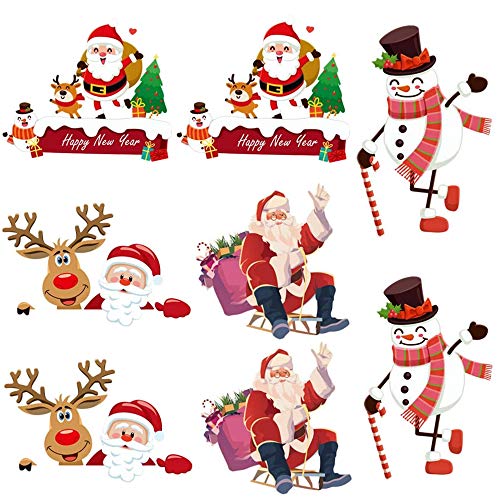 Christmas Switch Stickers Santa Claus and Snowman Removable Light Switch Stickers Bedroom Wall Decal for Christmas Decoration Home Room Decor(8pcs)