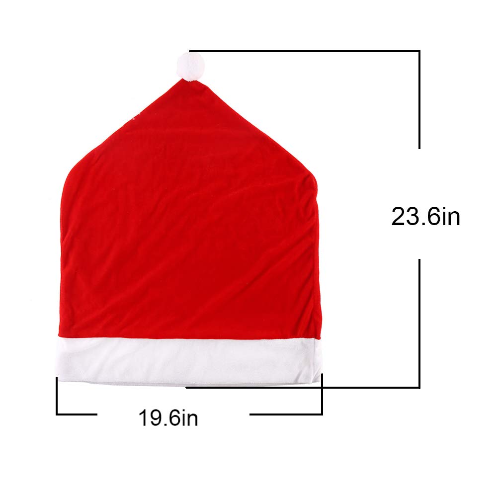 CCINEE 4pc Red Hat Dining Chair Slipcovers,Christmas Chair Back Covers Kitchen Chair Covers for Christmas Holiday Festival Decoration